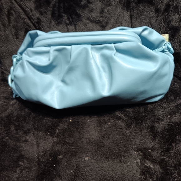 NWT Badgley Mischka baby blue large clutch - Picture 2 of 6